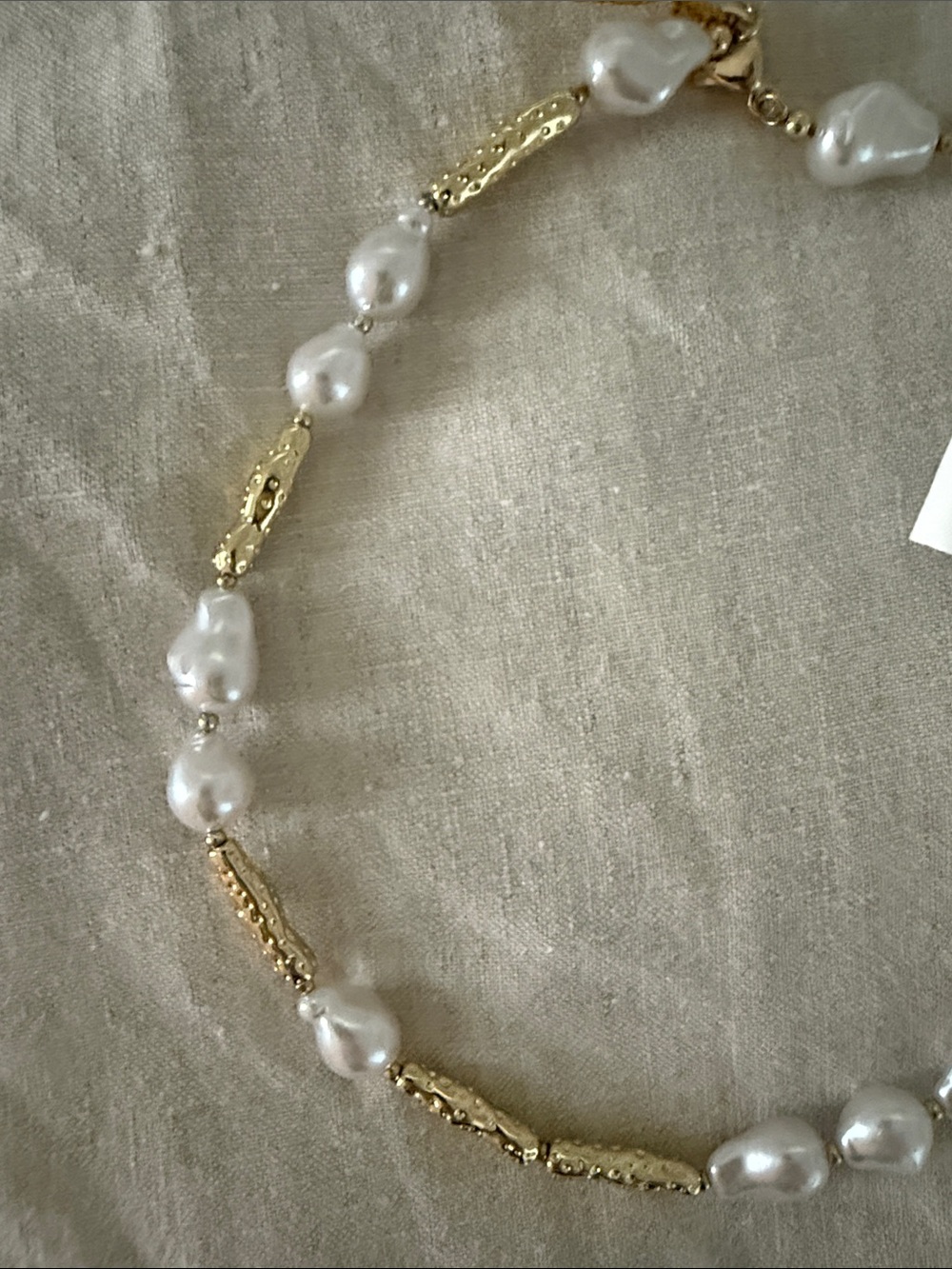 Gold-Tone Necklace with White Baroque Pearls - Women Jewelry - Picture 2 of 2